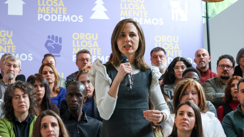 Podemos Ione Belarra, este lunes en Madrid durante la presentación de su candidatura a la asamblea de Podemos.