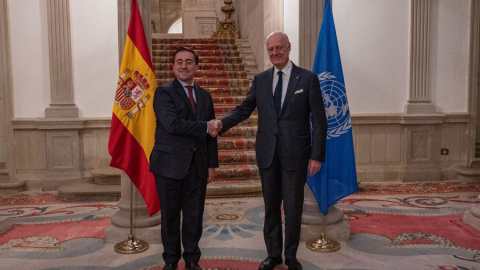 El ministro de Exteriores, José Manuel Albares, junto al enviado especial de la ONU para el Sáhara Occidental Staffan de Mistura. El ministro de Exteriores, José Manuel Albares, junto al enviado especial de la ONU para el Sáhara Occidental Staffan de Mistura.