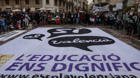 Imagen de archivo de una manifestación en favor del valenciano. Imagen de archivo de una manifestación en favor del valenciano.