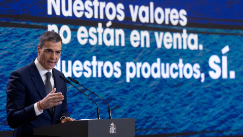 El presidente del Gobierno, Pedro Sánchez, durante una rueda de prensa, en el Complejo de La Moncloa, a 3 de abril de 2025, en MadridEduardo Parra / Europa Press03 ABRIL 2025;ARANCELES;ECONOMÍA;POLÍTICA;SÁNCHEZ;03/4/2025