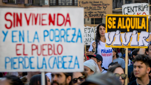 Imagen de archivo de una manifestación por la vivienda en Málaga.