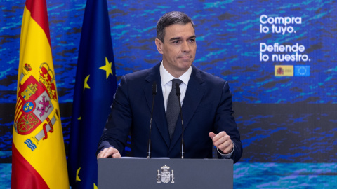 El presidente del Gobierno, Pedro Sánchez, durante una rueda de prensa, en el Complejo de La Moncloa, a 3 de abril de 2025 El presidente del Gobierno, Pedro Sánchez, durante una rueda de prensa, en el Complejo de La Moncloa, a 3 de abril de 2025.