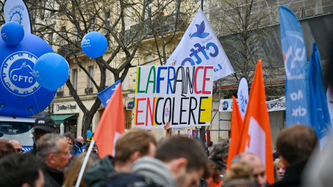 Movilización contra la reforma de las pensiones en París, en una imagen de archivo.