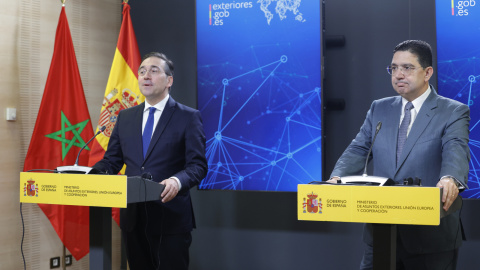 El ministro de Asuntos Exteriores, José Manuel Albares, y su homólogo marroquí, Nasser Bourita, en Madrid.