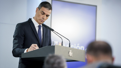 El presidente del Gobierno, Pedro Sánchez, comparece en el Palacio de la Moncloa, a 22 de abril de 2025. El presidente del Gobierno, Pedro Sánchez, comparece en el Palacio de la Moncloa, a 22 de abril de 2025,