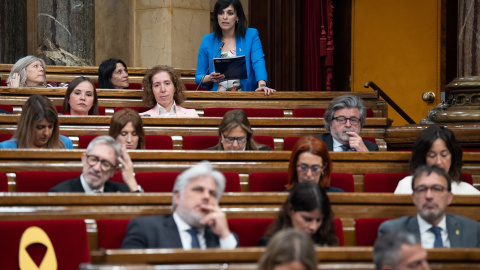 La diputada de Aliança Catalana Silvia Orriols, durante una sesión de control al Govern de la Generalitat de Catalunya en el Parlament, el pasado día 9. La diputada de Aliança Catalana Silvia Orriols, durante una sesión de control al Govern de la Generalitat de Catalunya en el Parlament, el pasado día 9.