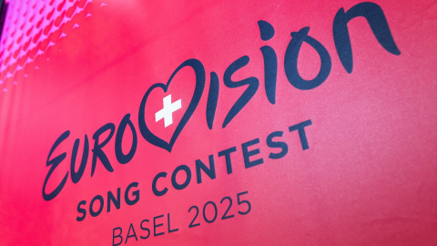EuropaPress_6485171_filed_16_december_2024_switzerland_basel_the_logo_of_the_eurovision_song Logo de Eurovisión 2025, que se celebra en Basilea (Suiza).