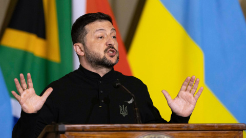 Zelenski, presidente de Ucrania, el pasado jueves en Sudáfrica.