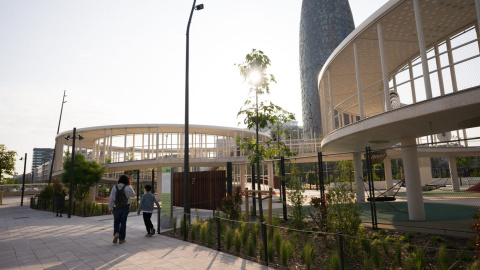 El nou parc de les Glòries, aquest matí abans de la seva inauguració.