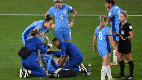 La selección de Inglaterra en un partido contra Australia durante la Copa Mundial Femenina de Fútbol 2023, a 20 de agosto de 2023. La selección de Inglaterra en un partido contra Australia durante la Copa Mundial Femenina de Fútbol 2023, a 20 de agosto de 2023.