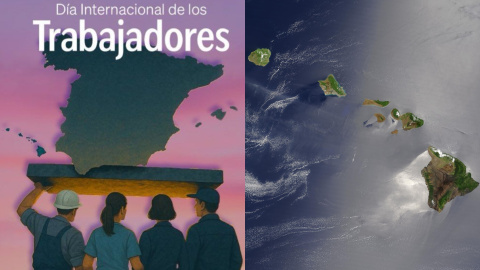 Imagen publicada por el PP junto a una captura satelital del archipiélago de Hawaii. Imagen publicada por el PP junto a una captura satelital del archipiélago de Hawaii.