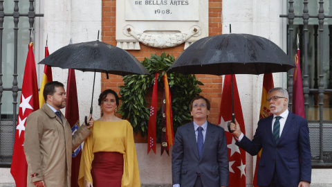 El alcalde de Madrid, José Luis Martínez-Almeida (2d), y la presidenta de la Comunidad de Madrid, Isabel Díaz Ayuso (2i), durante el homenaje a los Héroes del 2 de Mayo. El alcalde de Madrid, José Luis Martínez-Almeida (2d), y la presidenta de la Comunidad de Madrid, Isabel Díaz Ayuso (2i), durante el homenaje a los Héroes del 2 de Mayo.