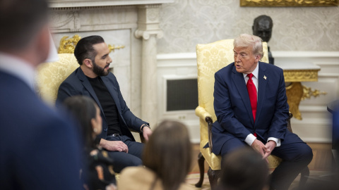 El presidente de El Salvador, Nayib Bukele, se reúne con Donald Trump en la Casa Blanca, a 14 de abril de 2025. El presidente de El Salvador, Nayib Bukele, se reúne con Donald Trump en la Casa Blanca, a 14 de abril de 2025.