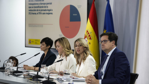 Consejo de Ministros Rodríguez, Alegría, Díaz y López, este martes en La Moncloa.