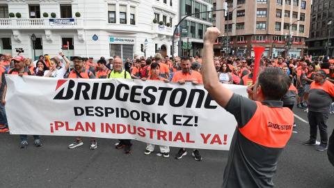 Imagen de archivo de trabajadores de Bridgestone durante la manifestación del Día del Trabajador. Imagen de archivo de trabajadores de Bridgestone durante la manifestación del Día del Trabajador.