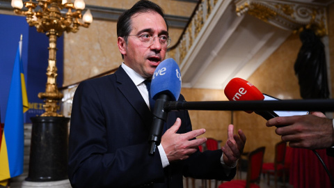 El ministro de Asuntos Exteriores, José Manuel Albares, el pasado martes en Londres. El ministro de Asuntos Exteriores, José Manuel Albares, el pasado martes en Londres.