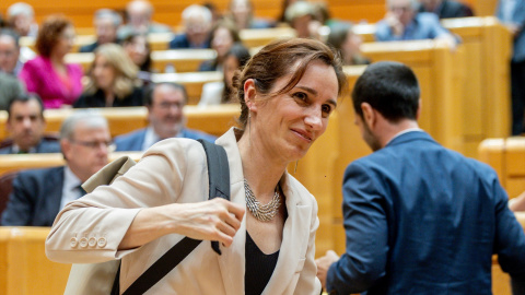 La ministra de Sanidad, Mónica García, en el Senado en una imagen tomada el pasado abril-