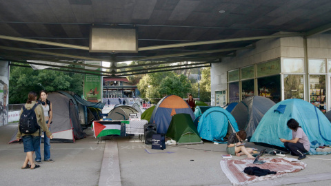 Acampada per Palestina de la UAB en una imatge d'arxiu Acampada per Palestina de la UAB en una imatge d'arxiu