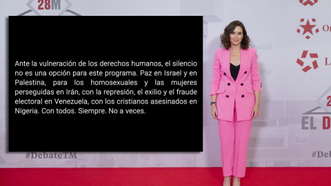 Ayuso Telemadrid Isabel Díaz Ayuso junto al mensaje emitido en Telemadrid.