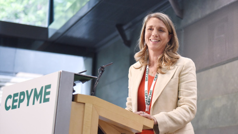 La nueva presidenta de CEPYME, Ángela de Miguel, interviene tras ser elegida durante la Asamblea General Electoral de CEPYME, a 20 de mayo de 2025. La nueva presidenta de CEPYME, Ángela de Miguel, interviene tras ser elegida durante la Asamblea General Electoral de CEPYME, a 20 de mayo de 2025.
