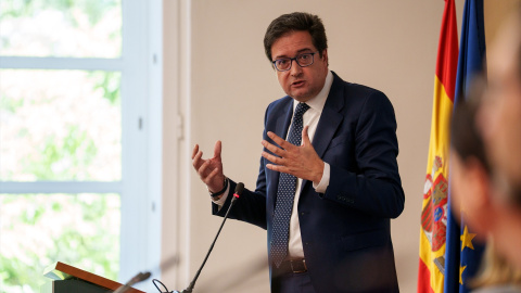 El ministro para la Transformación Digital y de la Función Pública, Óscar López, en la sede del Instituto Nacional de Administración Pública, a 21 de mayo de 2025, en Madrid (España).