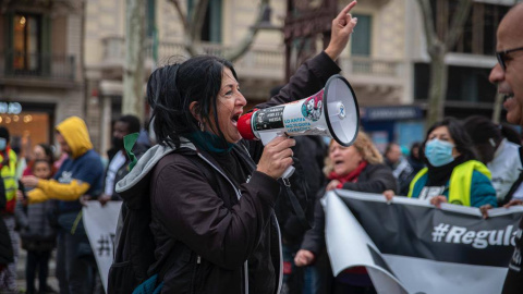 Victoria Columba Victoria Columba, durante una manifestación en apoyo al colectivo migrante.