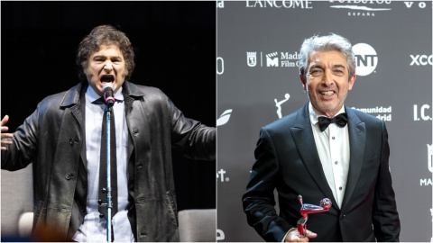 De izqda. a dcha., el presidente de Argentina, Javier Milei, y el actor Ricardo Darín.