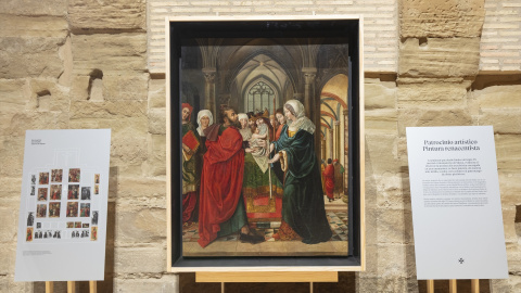 sijena Tabla de presentación de Jesús en el templo, expuesta en el Real Monasterio de Santa María de Sijena, en una imagen reciente.