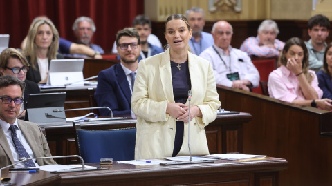 EuropaPress_6735584_presidenta_baleares_marga_prohens_sesion_control_govern_balear_20_mayo_2025 Imagen de archivo de la presidenta de Balears, Marga Prohens, durante una sesión de control al Govern, a 20 de mayo de 2025, en Palma de Mallorca.