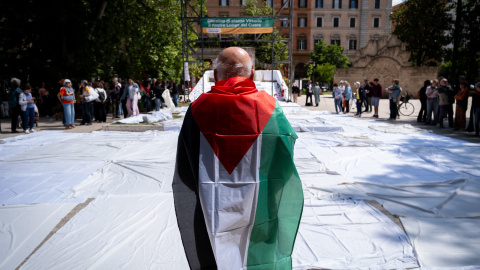 Imagen de archivo de una manifestación en solidaridad con Gaza, en Roma. Imagen de archivo de una manifestación en solidaridad con Gaza, en Roma.