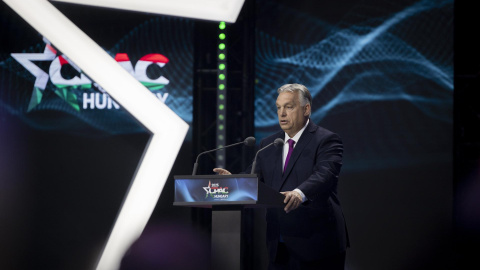 orban Viktor Orban pronuncia su discurso inaugural en la Conferencia de Acción Política Conservadora (CPAC) de Hungría en Budapest, Hungría, el 29 de mayo de 2025.