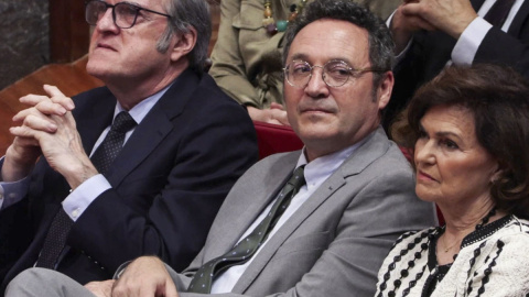 Captura de video del fiscal general del Estado, Álvaro García Ortiz, en el centro de la imagen, en los Premios del Observatorio de Violencia Doméstica y de Género.