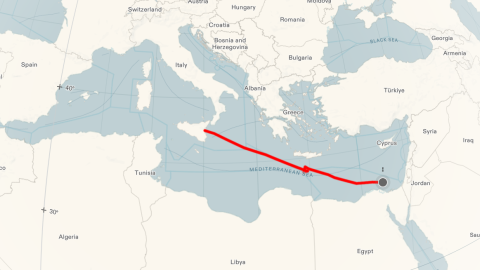 Recorrido que hizo la Flotilla de la Libertad desde Sicilia hasta que fuera atacado, el 9 de junio de 2025