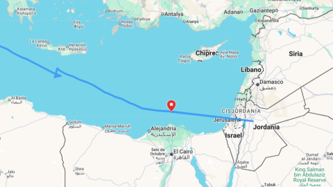 Ruta registrada por la herramienta **** que muestra una desviación anómala en la ruta del Madleen