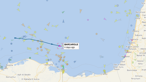 Último recorrido del Madleen registrado por VesselFinder