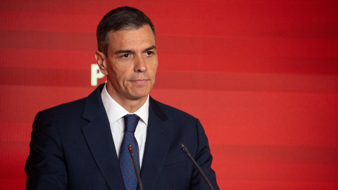 El presidente del Gobierno, Pedro Sánchez, durante una rueda de prensa, en la sede del PSOE en Ferraz, a 12 de junio de 2025, en Madrid. El presidente del Gobierno, Pedro Sánchez, durante una rueda de prensa, en la sede del PSOE en Ferraz, a 12 de junio de 2025, en Madrid.