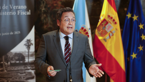 fiscal_coruna El fiscal general del Estado, Álvaro García Ortiz, durante la clausura este viernes de la Escuela de Verano del Ministerio Fiscal en el Pazo de Mariñán, situado en el concello coruñés de Bergondo.