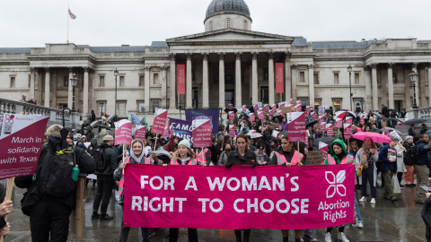 Manifestación para pedir el derecho al aborto en Trafalgar Square, Londres, en una imagen de archivo. Manifestación para pedir el derecho al aborto en Trafalgar Square, Londres, en una imagen de archivo.