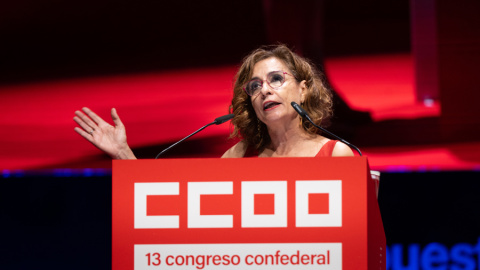 María Jesús Montero La vicepresidenta primera del Gobierno, María Jesús Montero, este jueves en el Congreso de CCOO