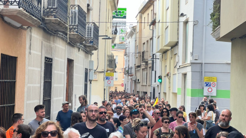 Una calle de Pego, durante la manifestación contra el PAI de Pego Golf, el sábado 14 de junio