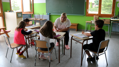 Una de les aules de l'escola de Borredà, al Berguedà
