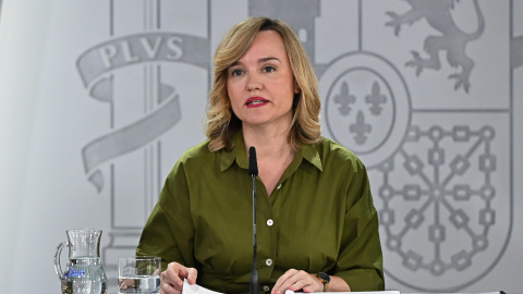 La ministra de Educación, Formación Profesional y Deportes y portavoz del Gobierno, Pilar Alegría, durante la rueda de prensa posterior a la reunión del Consejo de Ministros, este martes La ministra de Educación, Formación Profesional y Deportes y portavoz del Gobierno, Pilar Alegría, durante la rueda de prensa posterior a la reunión del Consejo de Ministros, este martes.