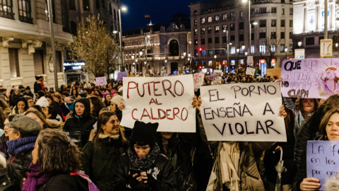 Manifestación convocada por el Movimiento Feminista de Madrid por el Día Internacional de la Mujer.