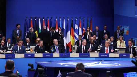 Los líderes de los países aliados de la OTAN durante una reunión de la cumbre en La Haya, a 25 de junio de 2025.
