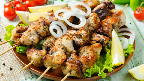 Imagen de brochetas de pescado. Imagen de brochetas de pescado.