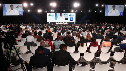 AFP__20250630__649P2MW__v1__MidRes__SpainUnDevelopmentEconomyPoliticsClimate El presidente de la asamblea general de la ONU Philemon Yang, en Sevilla.