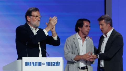 El ex presidentes del Gobierno Mariano Rajoy durante el XXI Congreso Nacional del PP, este viernes en el recinto ferial Ifema de Madrid. El ex presidentes del Gobierno Mariano Rajoy durante el XXI Congreso Nacional del PP, este viernes en el recinto ferial Ifema de Madrid.