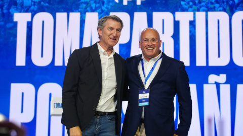 Imagen de Alberto Núñez Feijóo y Miguel Tellado durante el XXI Congreso Nacional del PP. Imagen de Alberto Núñez Feijóo y Miguel Tellado durante el XXI Congreso Nacional del PP.