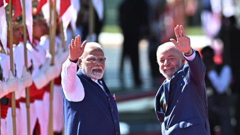 7f5506dc91e2b6e9c06472fc99b36799a721c98b El primer ministro de India, Narendra Modi, y el presidente de Brasil, Luiz Inácio Lula da Silva, en Brasilia.