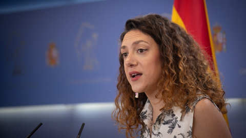 Aina Vidal La portavoz de Comuns en el Congreso, Aina Vidal, durante una rueda de prensa este martes, 15 de julio, en el Congreso de los Diputados.